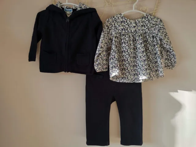 Jacadi Paris Girls' Liberty Tunic, Trousers & Hooded Cardigan Set 12 months
