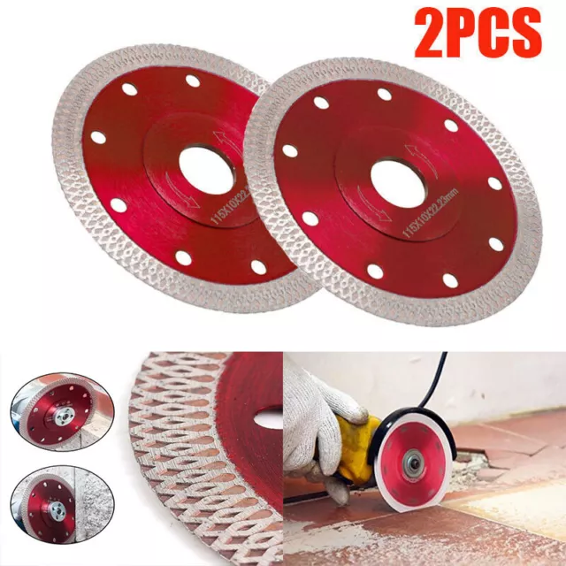 2Pcs 115mm Diamond Cutting Discs 4.5" Angle Grinder Blade Tile Stone Concrete UK