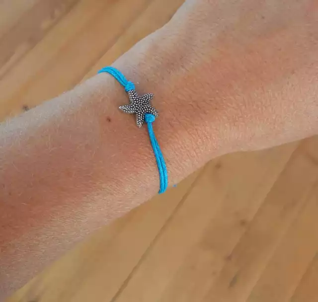 Bracelet brésilien amitié fil coton ciré tresse bleu turquoise fait main  21158