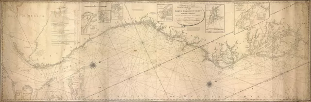 1800 Chart N. American Coast Between Cape Cod and Havanna Coastal Map Nautical