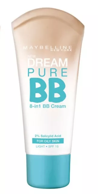 MAYBELLINE Dream Pure 8 in 1 BB Cream 30ml - LIGHT - NEW Sealed