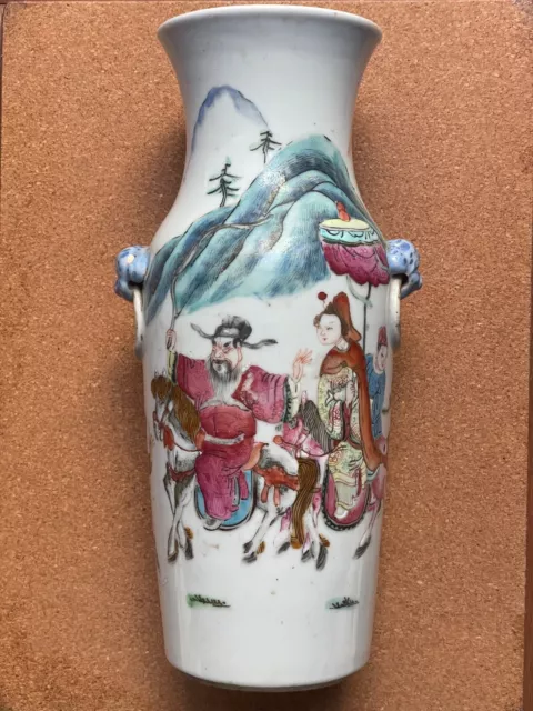 Antique Famille Rose Three-Kingdom Story Motif Vase, Qing DaoGuang of the Period