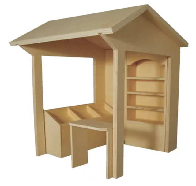 WOODEN 4 PIECE Flat Pack Deluxe Market Stall Kit Tumdee 1:12 Scale ...