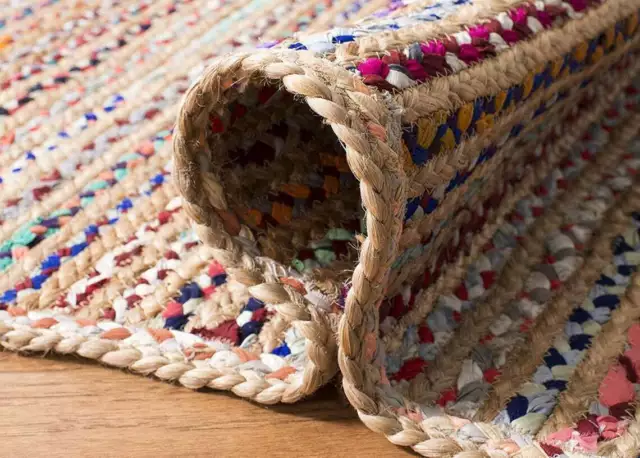 Rug Cotton & Jute Handmade Braided Rectangle Area Rug Door Mat Indian Rug Carpet