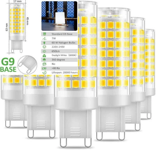 Eterbiz G9 LED Bulb, No Flicker 7W Equivalent 6 Count (Pack of 1), Cool White