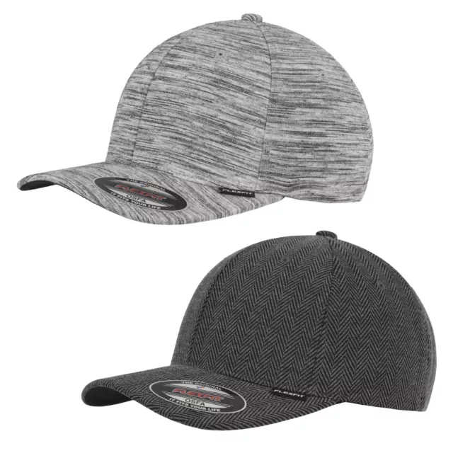 FLEXFIT ® STRIPES HERINGBONE MELANGE CAP 6277 black heather grey  Baseball Kappe