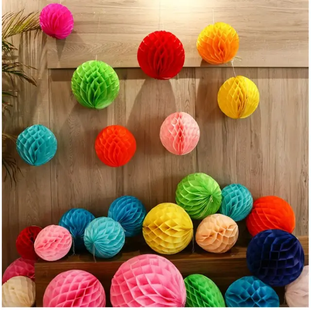 12 Mixed Sizes honeycomb balls decoration Tissue Paper Pompoms Wedding Party