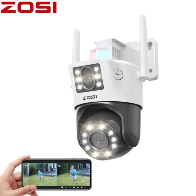 ZOSI 8X Zoom 4K 8MP  WiFi PTZ Security Wireless Camera 2 Lens Color Night Vision