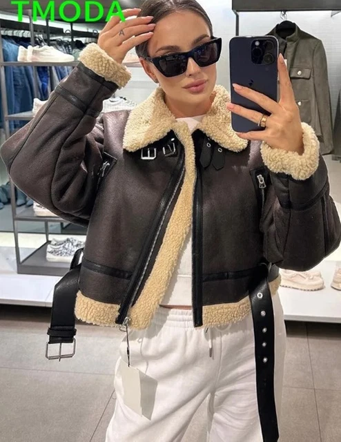 Faux shearling bomber jacket zara sales