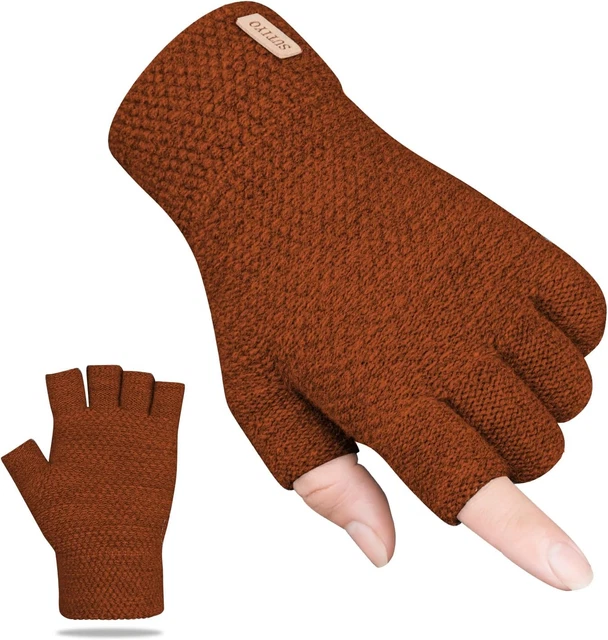 2 Paia Di Guanti Invernali Senza Dita, Termici, In Maglia Elastica, Touch Screen, Unisex, Taglia Unica, Per Uomo E Donna