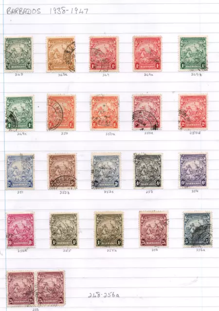 Barbados KGVI 1938-47 Badge of Colony fine used set SG248-256A WS32552(L)