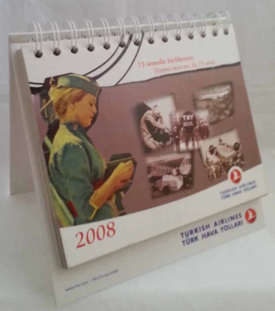 THY TURKISH AIRLINES 2008 DESK CALENDAR 75° anniversary original company issue