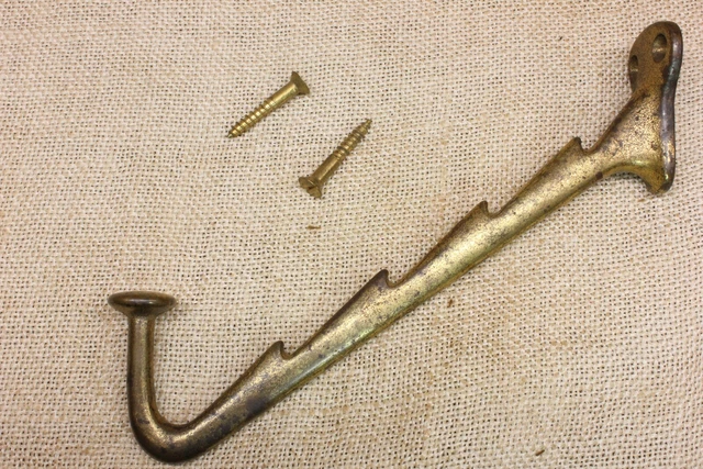 old Coat Hook rack vintage Hanger for Laundry hangers Brass color Cast Iron