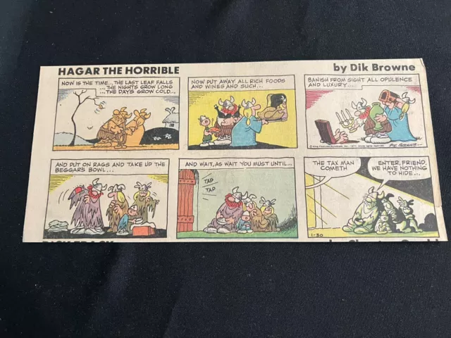 #14a HAGAR THE HORRIBLE by Dik Browne Lot of 9 Sunday Third Page Strips 1977