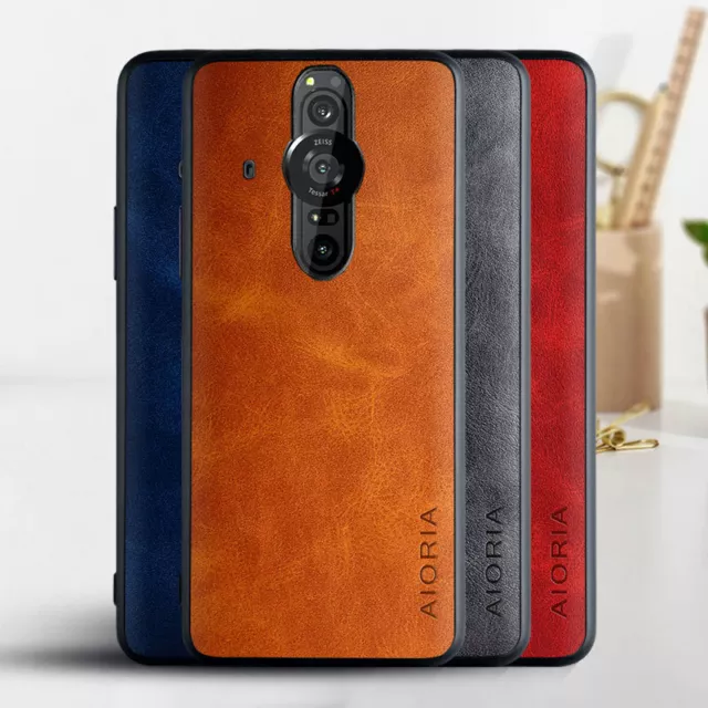 For Sony Xperia Pro-I, Luxury Shockproof Hybrid Retro PU Leather Soft Case Cover