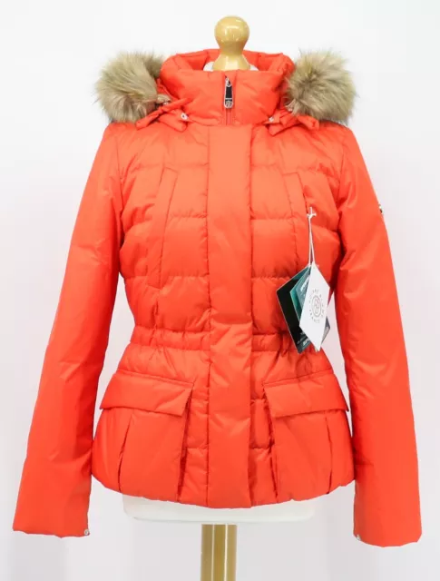 Poivre Blanc Danielle Womens Down Faux Fur Parka Clementine Orange Rrp £ 320 Ad