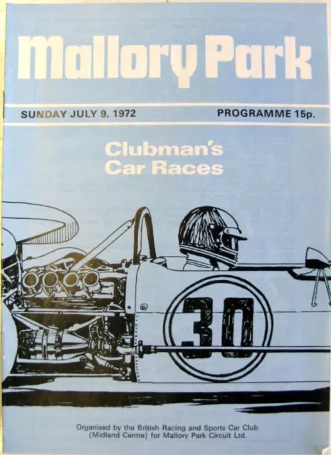 MALLORY PARK 9th Jul 1972 BRSCC Motor Racing Official Programme