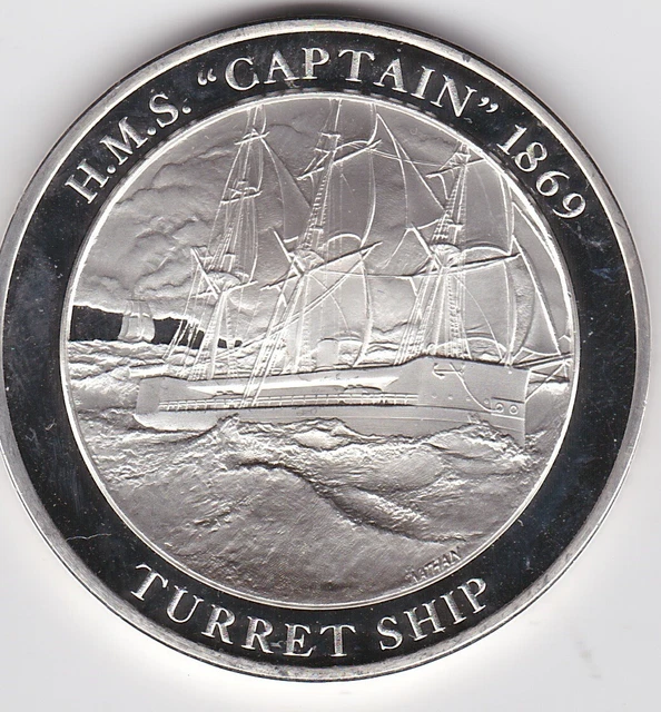 HMS CAPTAIN 1869 Turret Ship Hallmarked 0.925 Silver Medal Near Mint