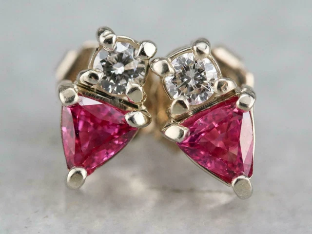 2 Ct Trillion Cut Simulated Red Ruby Fancy Stud Earrings 14K Yellow Gold Plated
