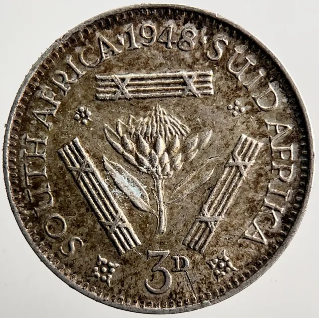 1948 Südafrika Threepence Silbermünze | Sammlerqualität | a3626