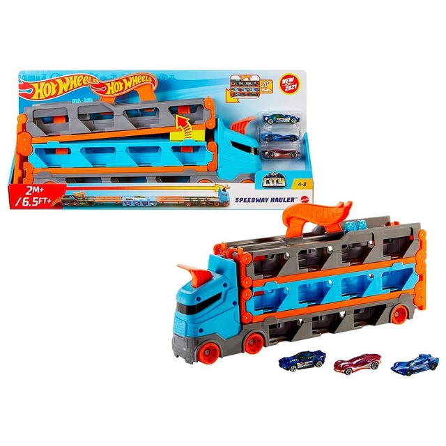 HOT WHEELS SPEEDWAY Hauler 3-in-1 Vehicle Storage, Racetrack, Launcher ...