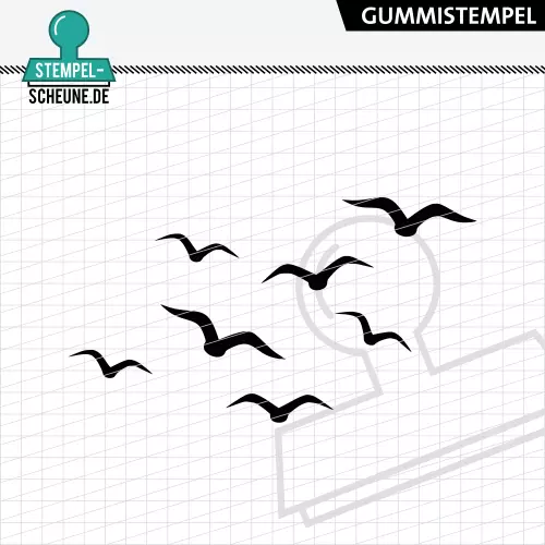 Stempel-Scheune Gummistempel 642 - Möve Vogel Vogelschwarm Hintergrund Flügel