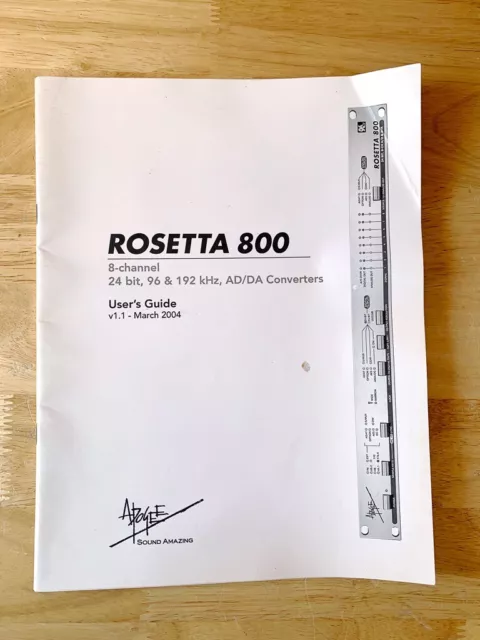 Apogee Rosetta 800 8-Channel AD/DA Converter Owner's Manual & User Guide