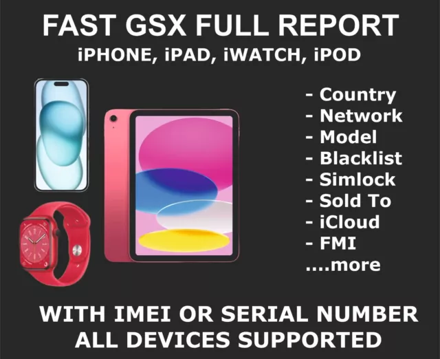 Full Info Check For iPhone, iPad, iPod, iWatch, Network, Carrier, Sold by, Fmi