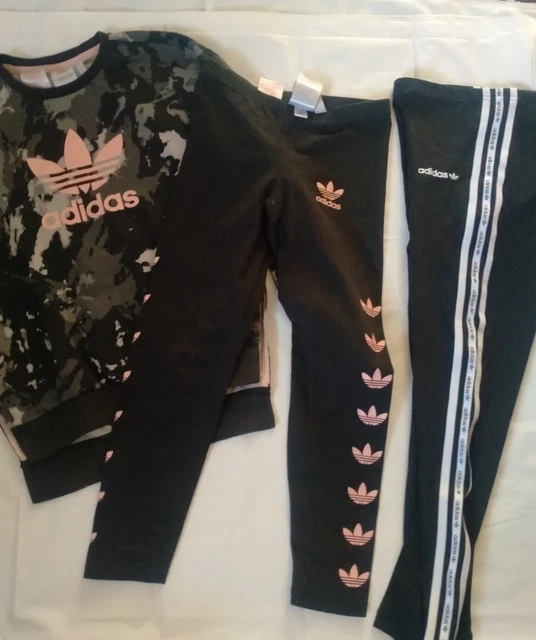 Pacchetto Abbigliamento Sportivo Per Ragazze Adidas Leggings Tuta Maglione Età 9 10 11 Y
