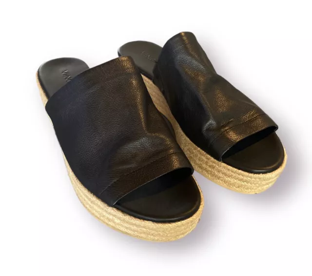 Vince Solana Black Leather Platform Espadrille Sandal Size 10 NWOT