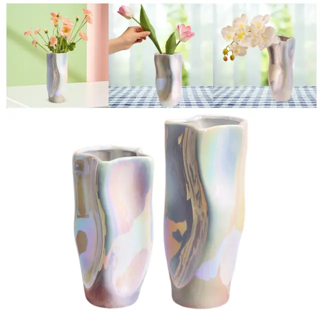 Keramik-Blumenvase, Blumentopf, rustikale Boho-Vase, florale dekorative Vase