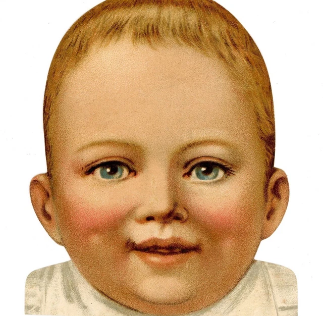 Antique Die Cut Scrap Hudsons Soap Linen Lasts Longer baby 1880s large #67