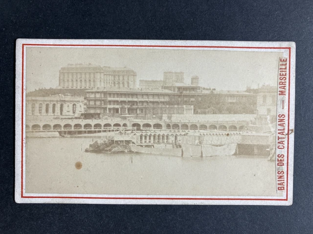 Photographie Vintage Marseille Bain Des Catalans (1870) - Tirage Albuminé Original, Format 6.5x10.5 Cm