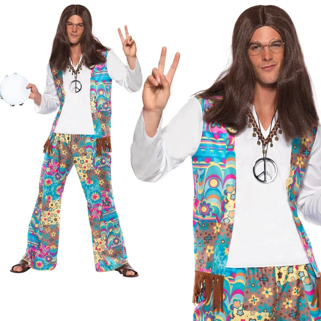 Mens Flower Power Hippy Man Adult Costume Male Halloween main image 0