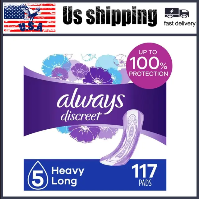 Always Discreet Boutique Incontinence Pads, Heavy Absorbency, Long