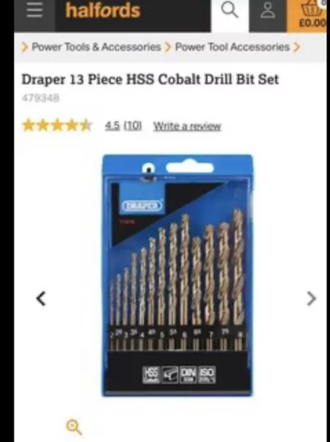 Halfords 13 Piece HSS Cobalt Drill Bit Set 2-8mm x2  boxes