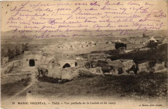 CPA AK MAROC Geiser TAZA Vue partielle de la Casbah et du camp (69134)