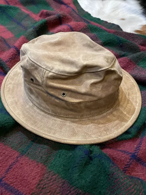 FILSON SEATTLE TIN Cloth Packer Hat Waxed Canvas Leather Size Large ...