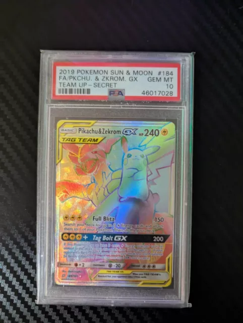 Pokemon Pikachu & Zekrom Gx Tag Team 184/181 Team Up Secret Rare Rainbow Psa 10