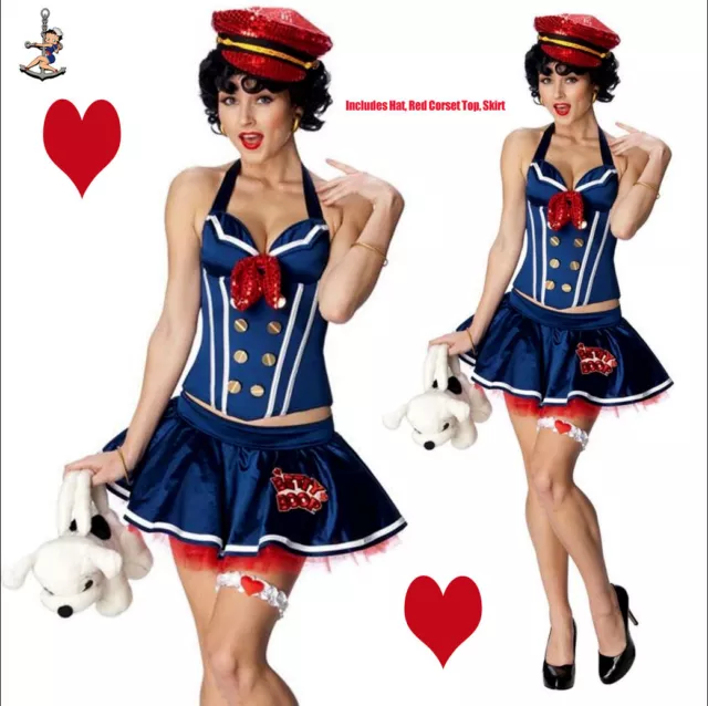 BETTY BOOP SAILOR Costume Navy Pin-up Girl Retro Womens Adult Corset ...