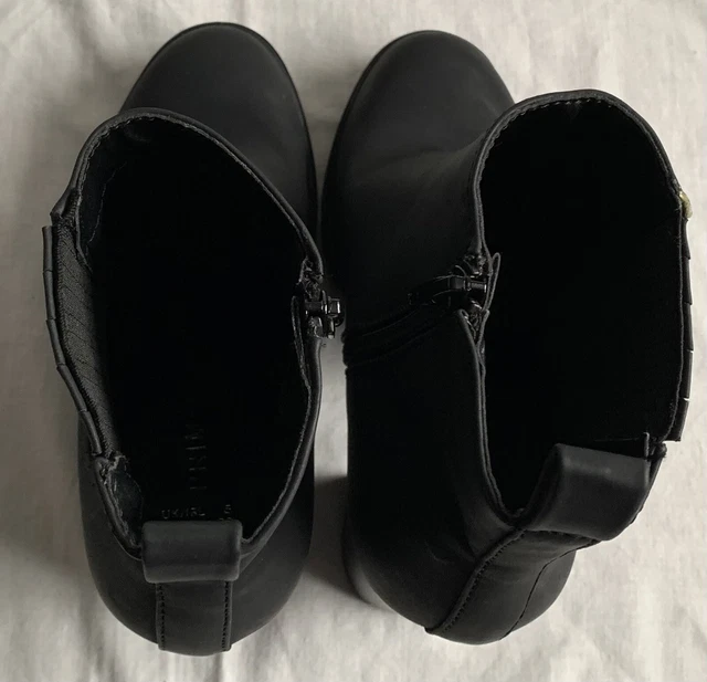 PRIMARK BLACK LEATHER look platform casual ankle boots size 5 £7.99
