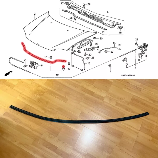Front hood to radiator weatherstrip rubber seal for Honda Civic EG Ferio 92-95