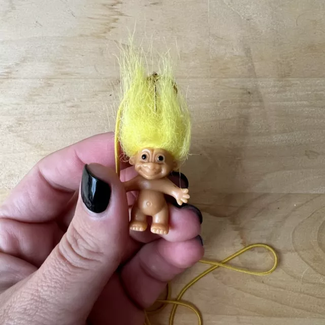 Vintage Mini Troll Necklace Yellow 1990’s