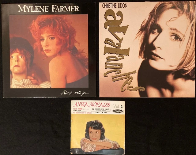 Lot 3 vinyles défectueux - MYLENE FARMER - CHRISTINE LIDON - ANITA MORALES