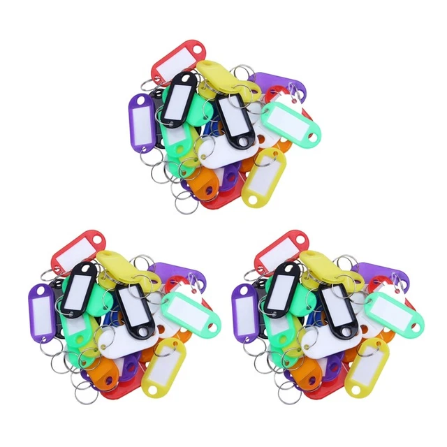 96X Multi-Colors Plastic Key Fob ID Tags Luggage ID Labels with Split X4W6