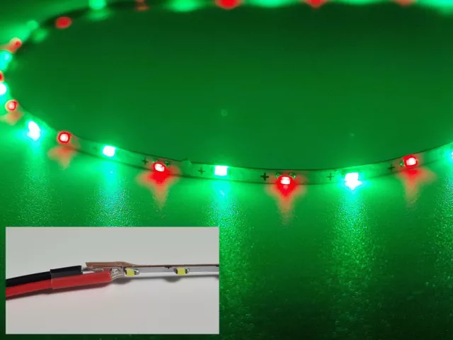 Mini LED Lichterkette LED nur 1,6 mm schmal 50cm Kirmes Häuser Waggon Disco bunt