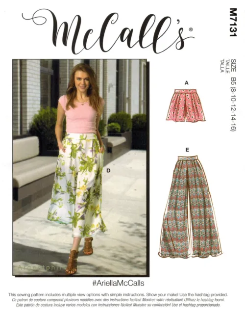 McCall 7131  Misses' Wide Leg Palazzo Culotte Pants & Short 8-24  Sewing Pattern
