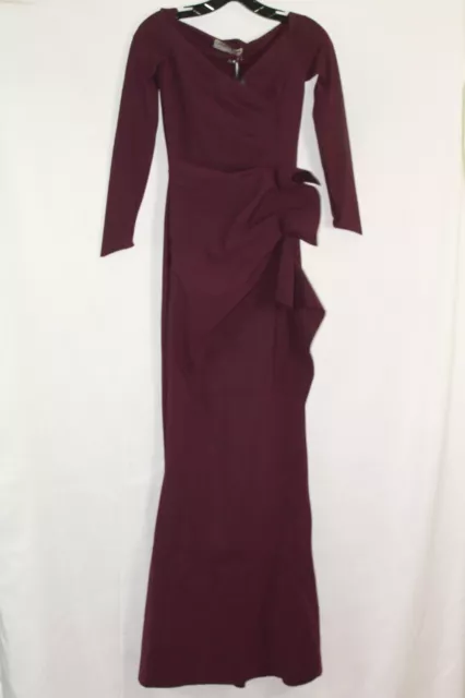 Chiara Boni Purple/Eggplant Long Sleeve Maxi Dress #6 $1090