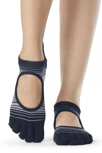 ToeSox Ladies Bellarina Full Toe Organic Cotton Open Front Yoga Socks - 1 Pair