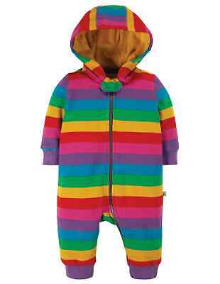 Frugi Snuggle Suit All in One Organic Foxglove Rainbow Stripe 6 - 12 months